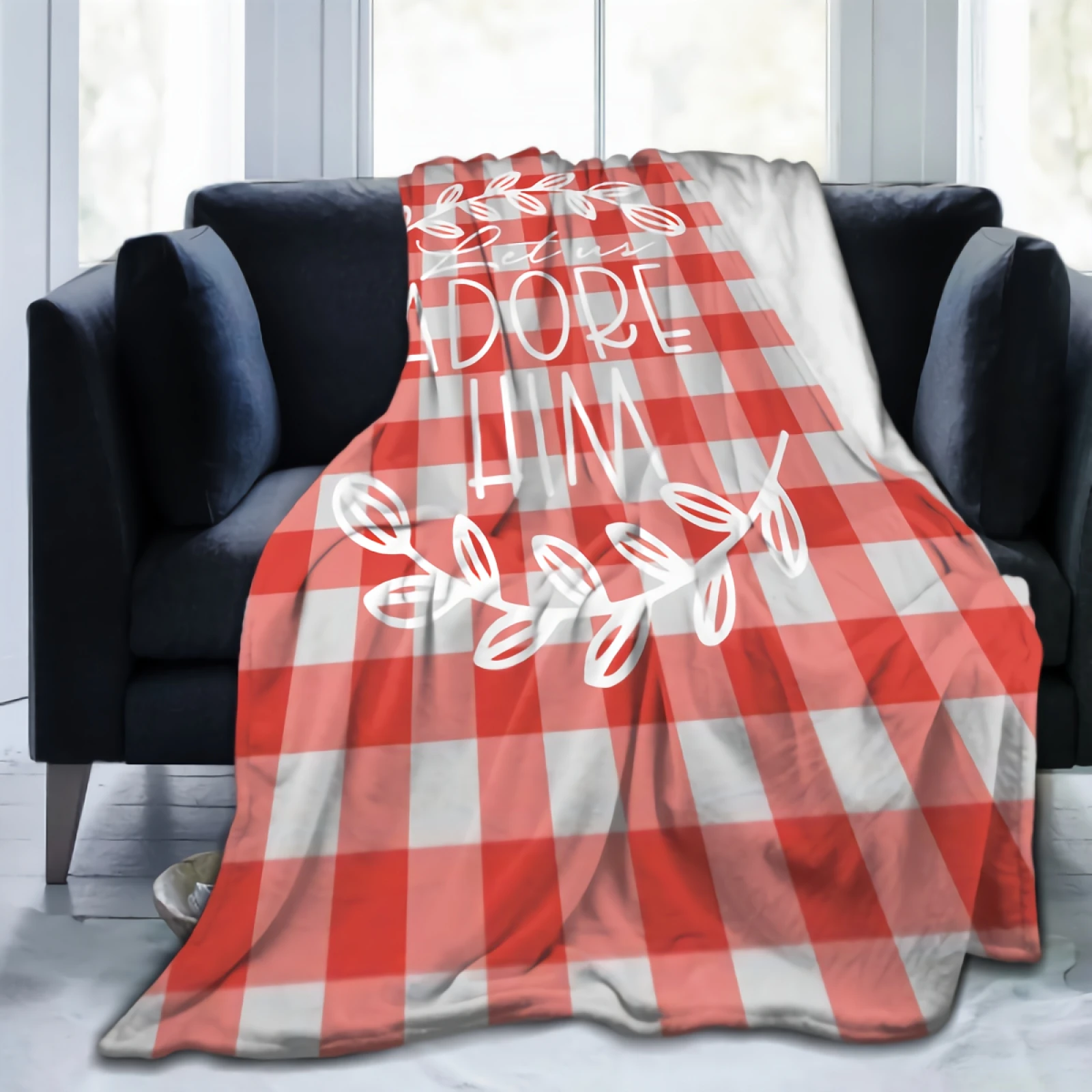 

Black Red Gray Checkered Blanket Soft Cozy Throw Blankets Flannel Blankets for Couch Bed Living Room 80"x60"