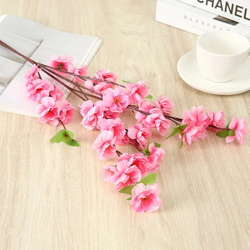

63cm Artificial Cherry Plum Peach Blossom Branch Fake Silk Flower Tree DIY Floral Bouquets Arrangement For Wedding Home Decor