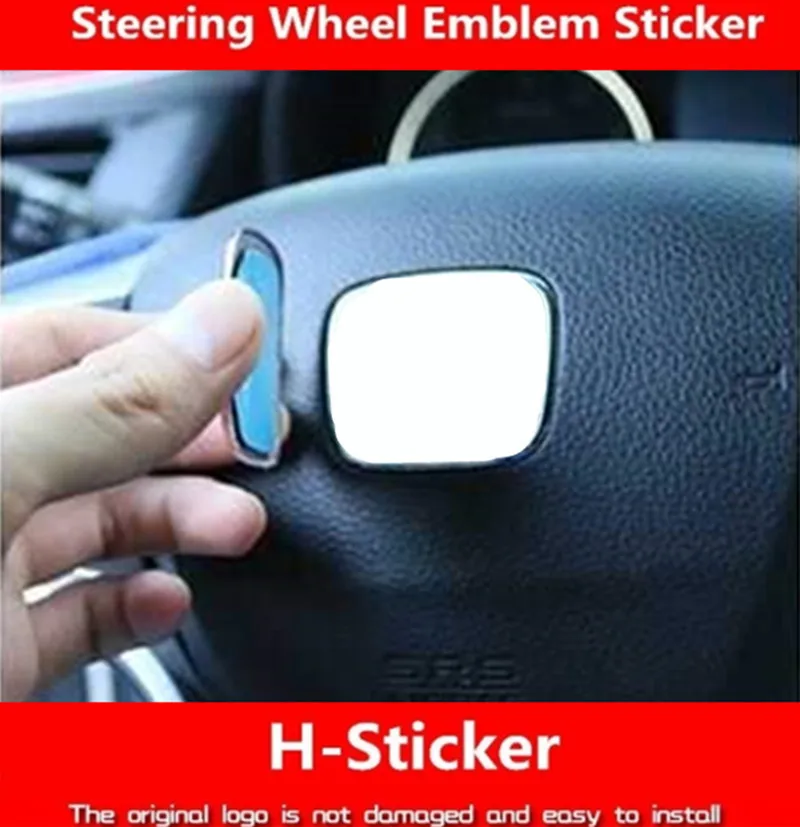 Car Steering Wheel Emblem H-Sticker For Honda Civic Accord City CRV Jade Fit Odyssey Hybrid Red Black Blue Interior Modification