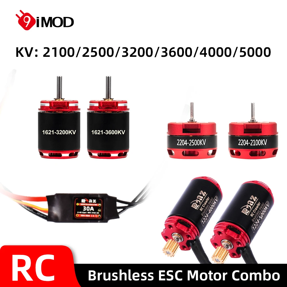 Фото 9IMOD Бесщеточный двигатель ESC Combo AM32 30A Mini ESC 1224/1621/2204 Outrunner Motor для RC 1/18 1/24 Гусеничный автомобиль Axial SCX24 TRX4M №3