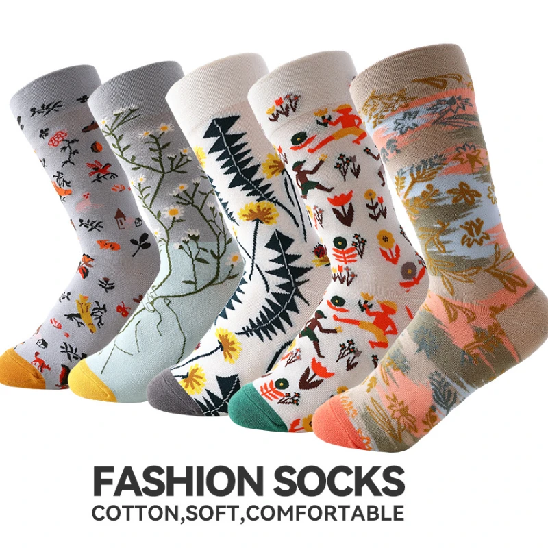Combed cotton new lighthouse retro Japanese tide socks men and women embroidered mid-tube socks images - 6
