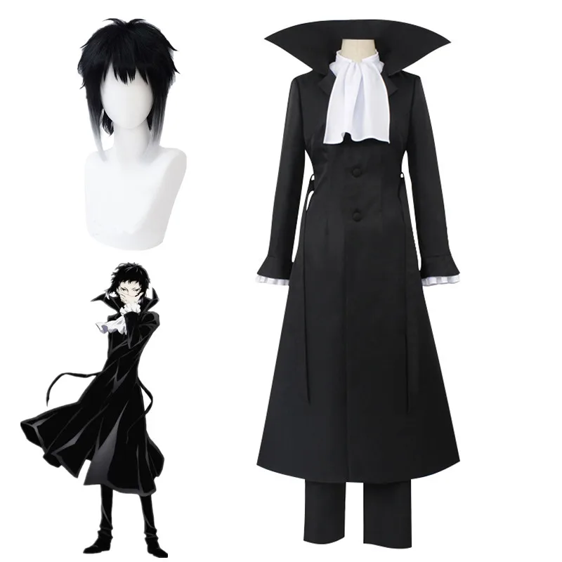 

Костюм для косплея аниме «бродячие псы», Akutagawa Ryunosuke, тренчкот, плащ, черная униформа, костюмы на Хэллоуин