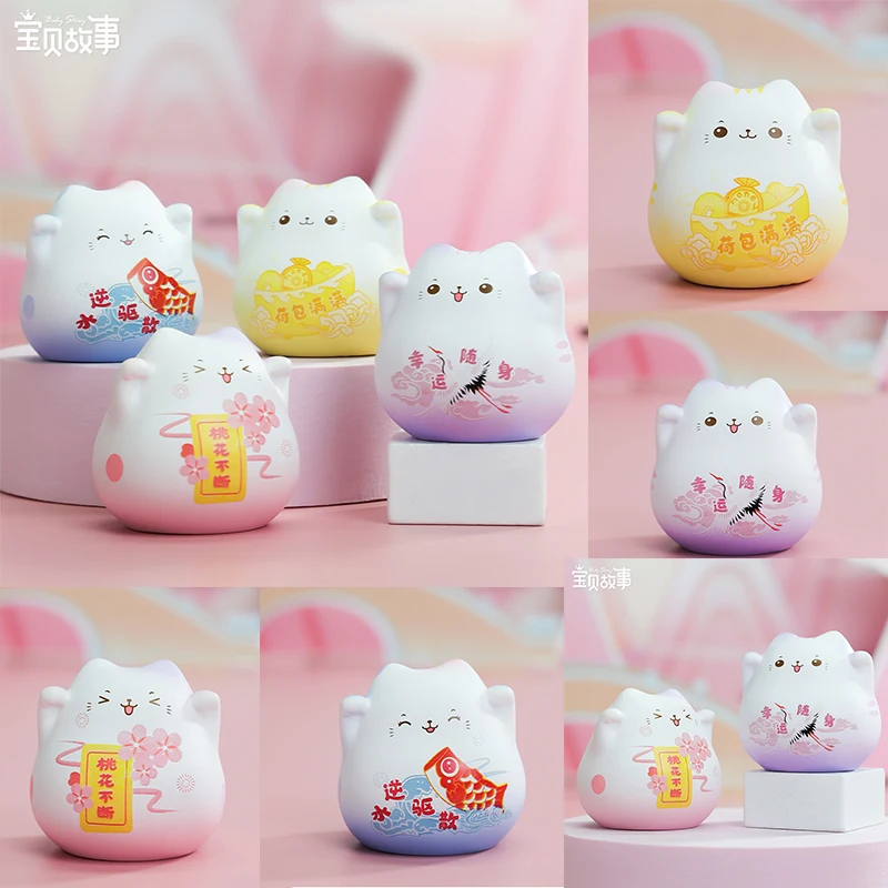 

Lucky Cat Mini Small Ornaments Cute Decoration Crafts Collect Resin Desktop Gift Process Material Toys For Kids Anime Accessorie