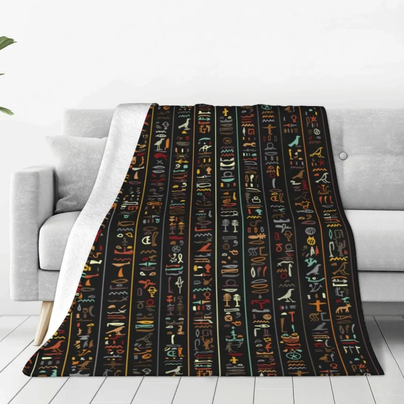 

Ancient Egypt Egyptian Hieroglyphs Blankets Coral Fleece Plush Textile Decor Thin Throw Blanket for Home Bedroom Rug Piece