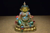 5 tibetan temple collection old coloured glaze draw color yellow god of wealth buddha huang caishen worship buddha