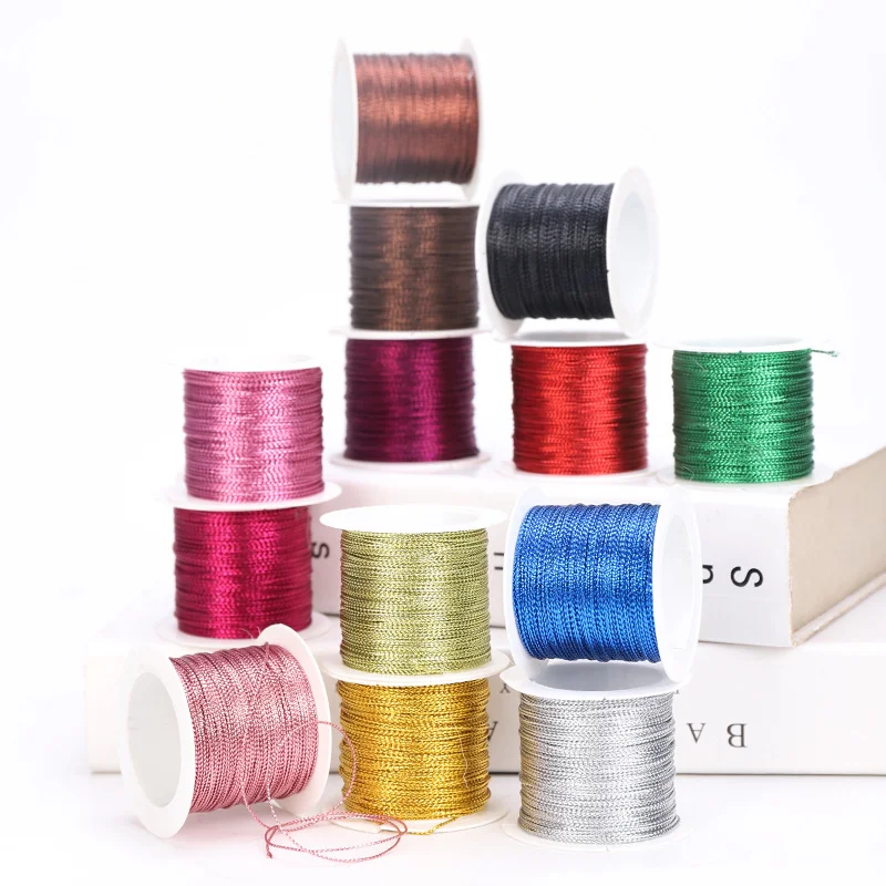 12 Colors 20 Meters 1mm Rope Gold Silver Red Rope Silk Thread Bracelet Tag Clothing Sewing Gift Decoration Accessories DIY