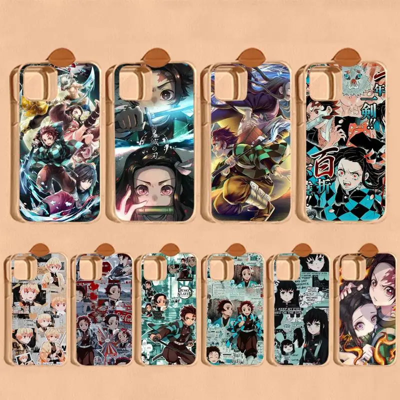 

YNDFCNB Demon Slayer Kimetsu no Yaiba Phone Case For iPhone 11 12 13 14 Mini Pro Max X XS TPU Clear Case For 8 7 6 Plus SE 2020
