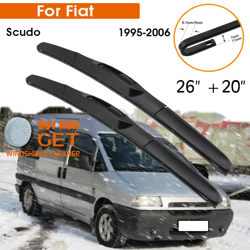 Car Wiper Blade For Fiat Scudo 1995-2006 Windshield Rubber Silicon Refill Front Window 26&quot+20&quot LHD RHD Auto Accessories