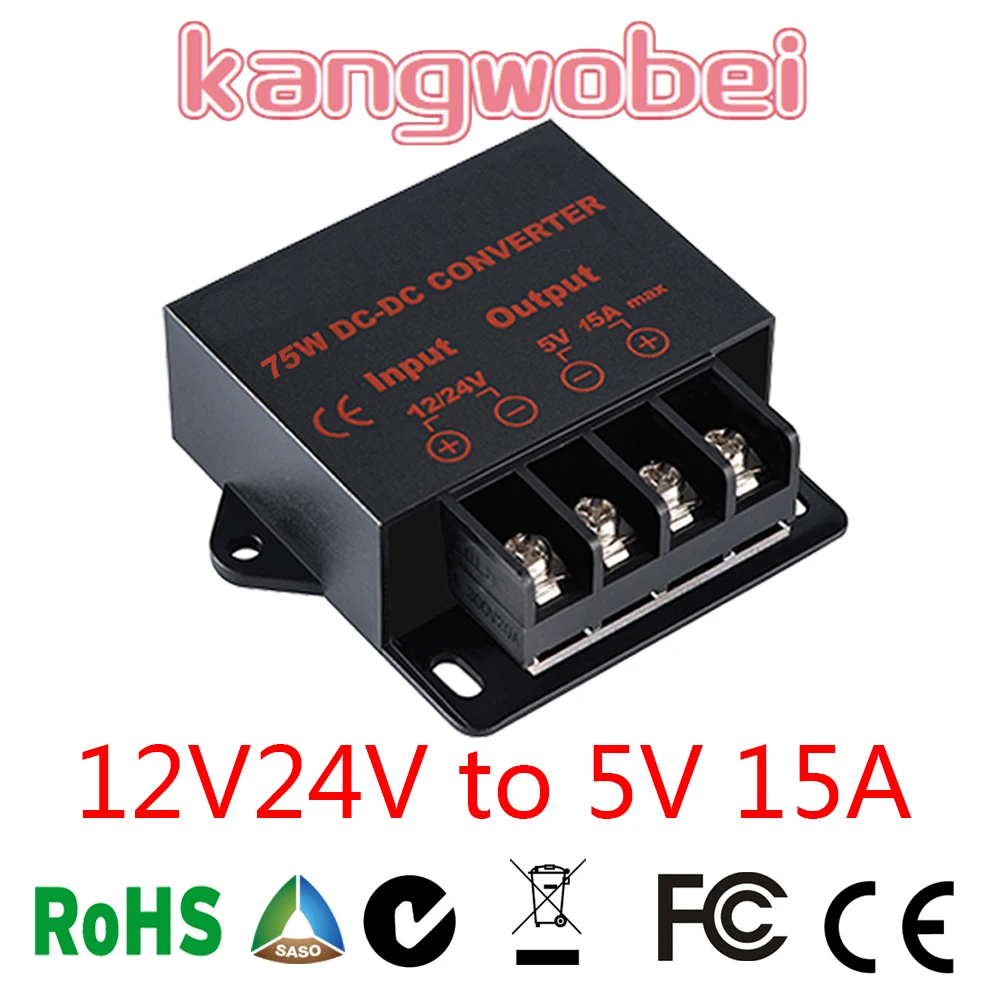 

12V/24V to 5V 15AMP Step Down Reducer 12V to 5V 24V to 5V 15A DC DC Converter Regulator Car Step Down Reducer CE Certificated