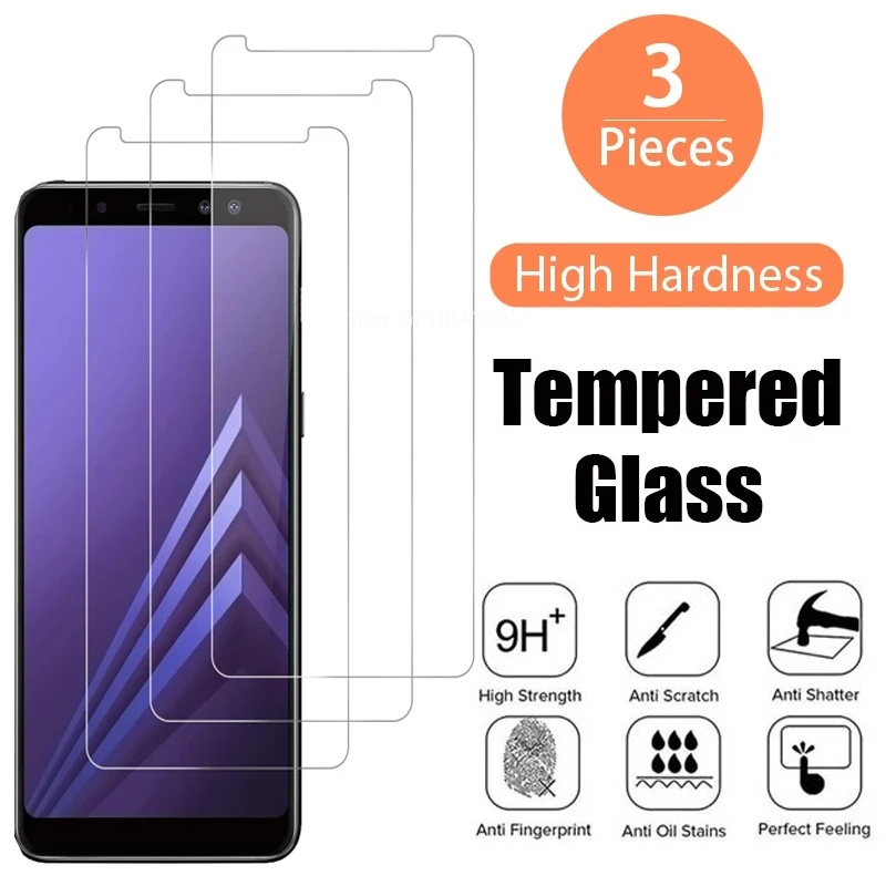 3 pièces verre trempé pour Samsung Galaxy A3 A5 A7 2016 A6 A8 Plus 2018 J3 J5 J7 2017 J4 J6 Plus Film de protection d'écran Transparent