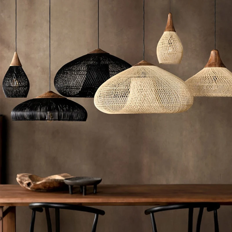 

Southeast Asia Vintage Pendant Light Restaurant Living Room Kitchen Rattan Chandeliers Tea Room Homestay Decor Lighting Fixtures