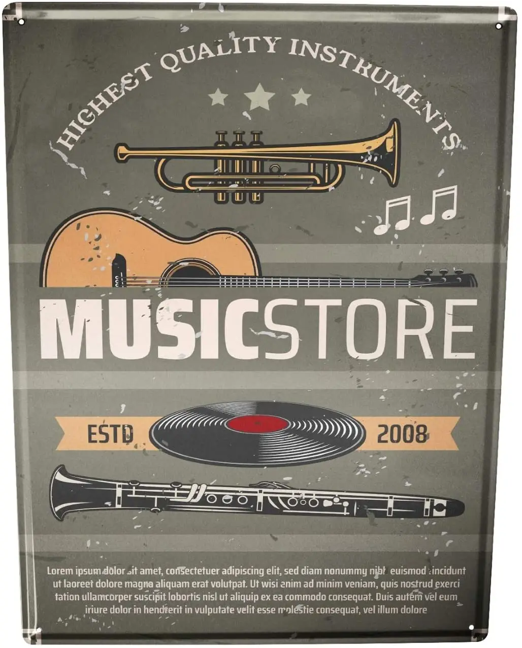 

SINCE 2004 tin Plate bar Party Music Store Guitar Record