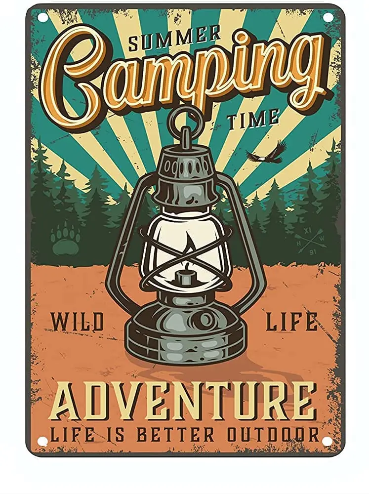 

New Vintage Tin Sign Camping Time Wild Life Adventure Retro Metal Sign For Garage Bar Cafe Room Bathroom Art Wall Decor Poster1