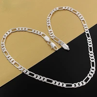 silver color necklace three rooms one ferrero necklace silver chain menwomen silver necklace fashion classic jewelry 4mm