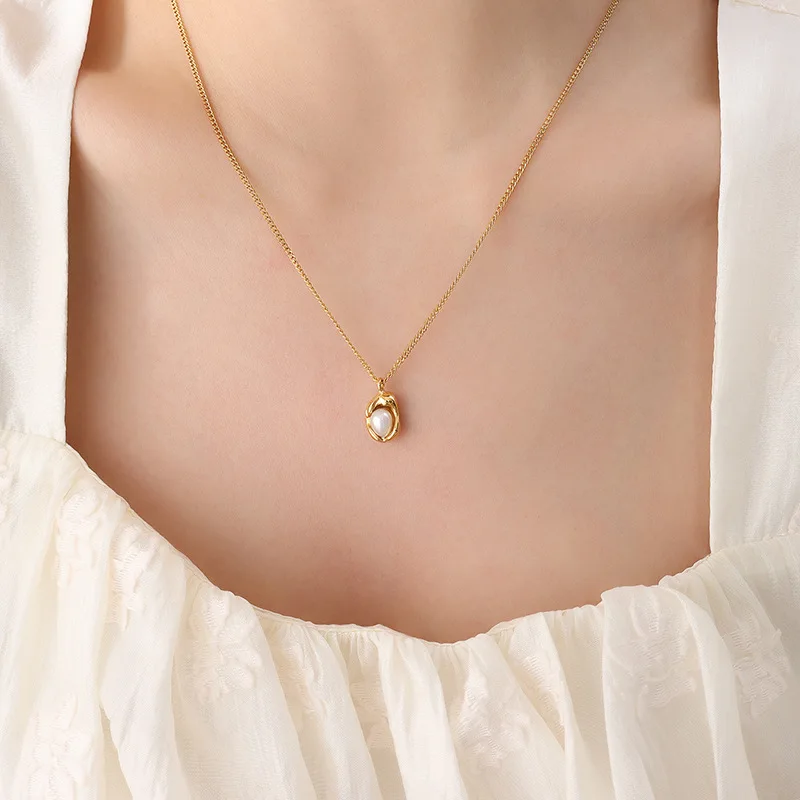 

European and American Fashion Cuban Chain Irregular Design Stainless Steel Chain Women's Waterproof Retro Quality Jewelry