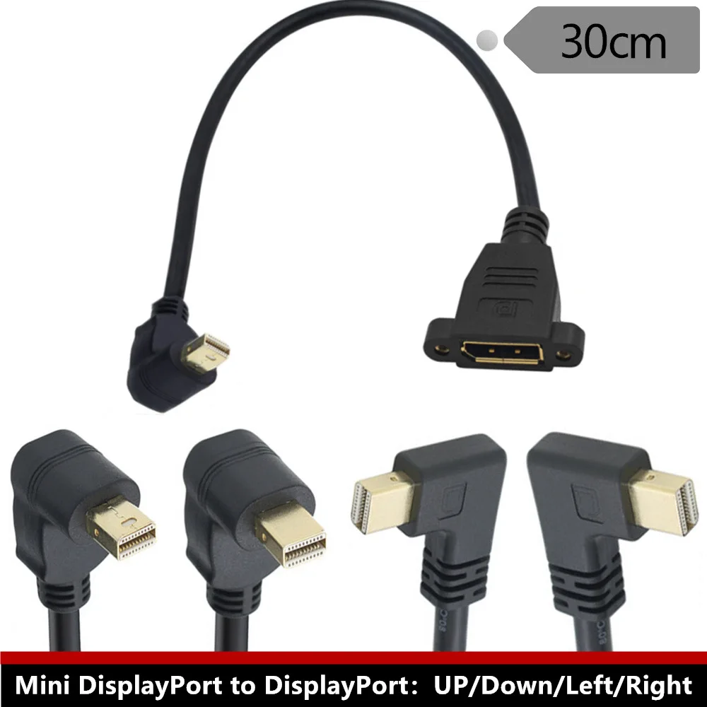

Угловой Мини DP 1,2 кабель 4K Displayport штекер к Displayport 1,2 гнездовой адаптер кабель для Apple Macs Dell HD Lenovo