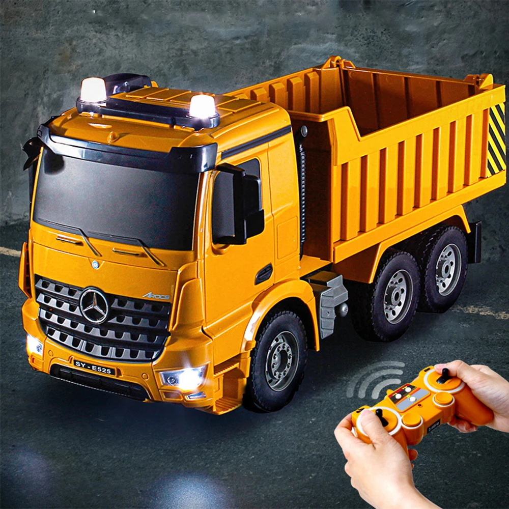 1/20 Large RC Car Double E E525 Benz Remote Control Dump Truck  Transporter Engineering Vehicle Smiulation Sound and Light Toys