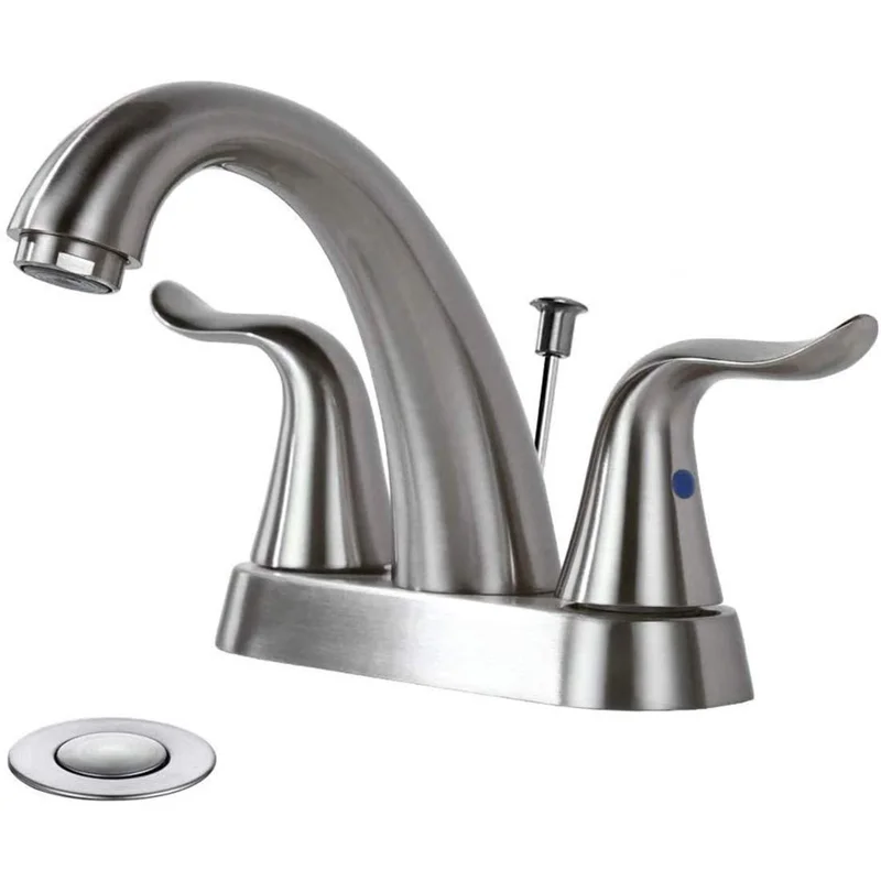 

Bathroom Faucet 2 Handle 4 Inch Centerset Bathroom Sink Faucet, Lead-Free Basin Mixer Tap with Lift Rod Drain Stopper