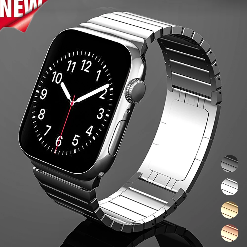 

Stainless steel strap For Apple Watch 7 41 45mm 6/5/4/3 series 44mm 40mm for iwatch se 38mm 42mm luxury metal band Link bracelet