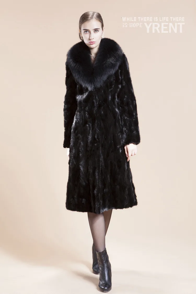 Women's Leather Fur Coat Long Faux Fur Coat Big Fur Collar Imitated Mink Fur Coat Women Faux Fur Coat