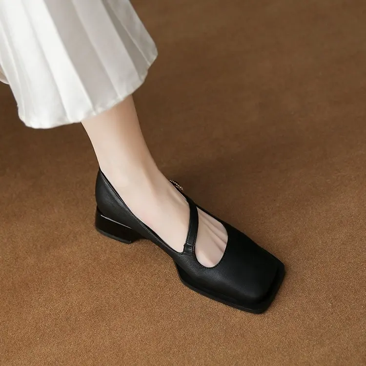 

Новинка 2022, модные однотонные повседневные женские туфли на высоком каблуке, весна-осень, повседневные рабочие туфли, офисные женские туфли...