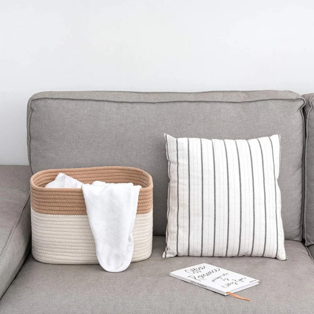 

Корзина для хранения из хлопкового шнура, корзина для домашнего использования для детей, детские игрушки, органайзер для мелочей с ручкой, м...