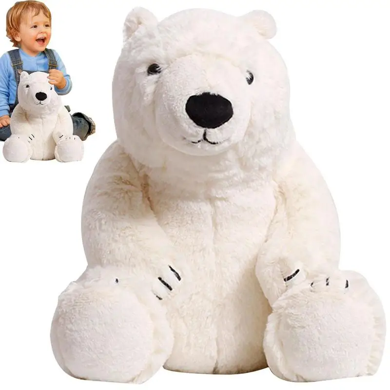 

35cm Polar Bear Plush Toy Soft Cartoon Animal Stuffed Doll Holiday Stuffed Decor Cute Bear Toy For Living Rooms Offices Beds