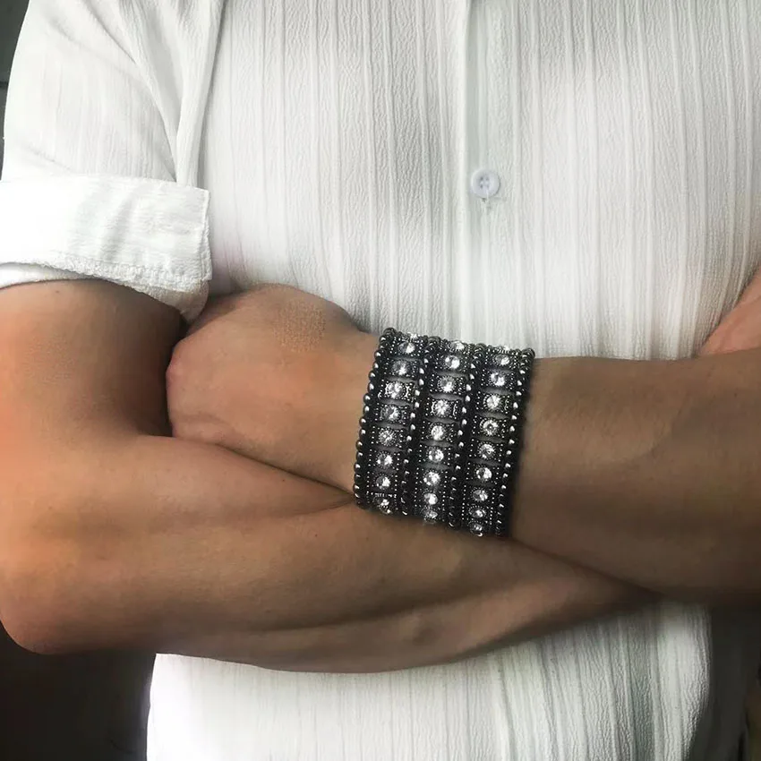 Классический модный мужской Эластичный браслет в стиле ретро панк широкий