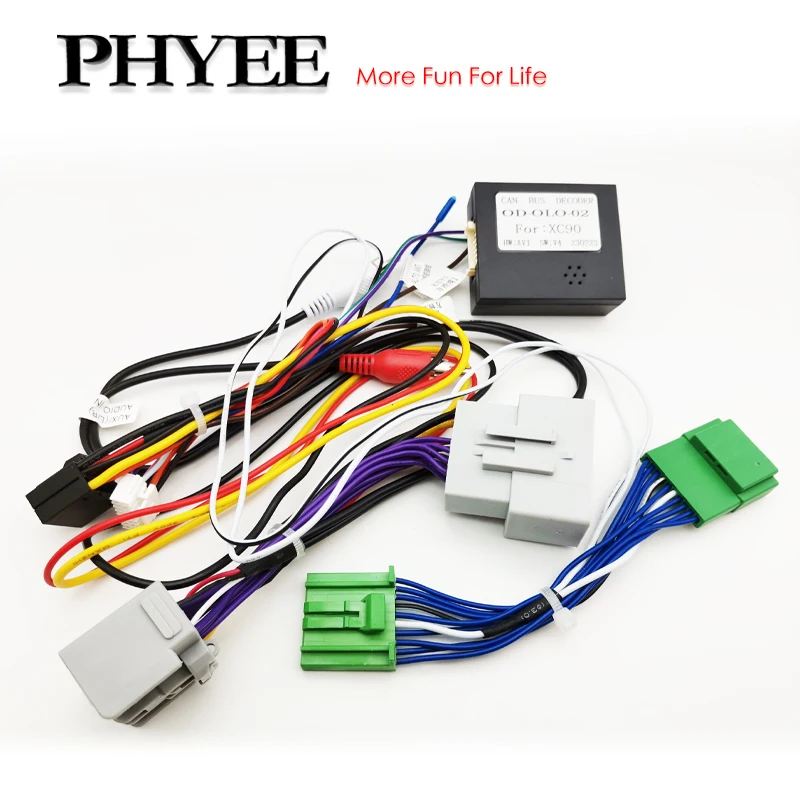 Жгут проводов для радиоприемника CAN-Bus, декодер, 16-контактный разъем на 14-контактный разъем, аудиовход RCA, автомобильный адаптер для кабеля Android для Volvo XC90 MK1