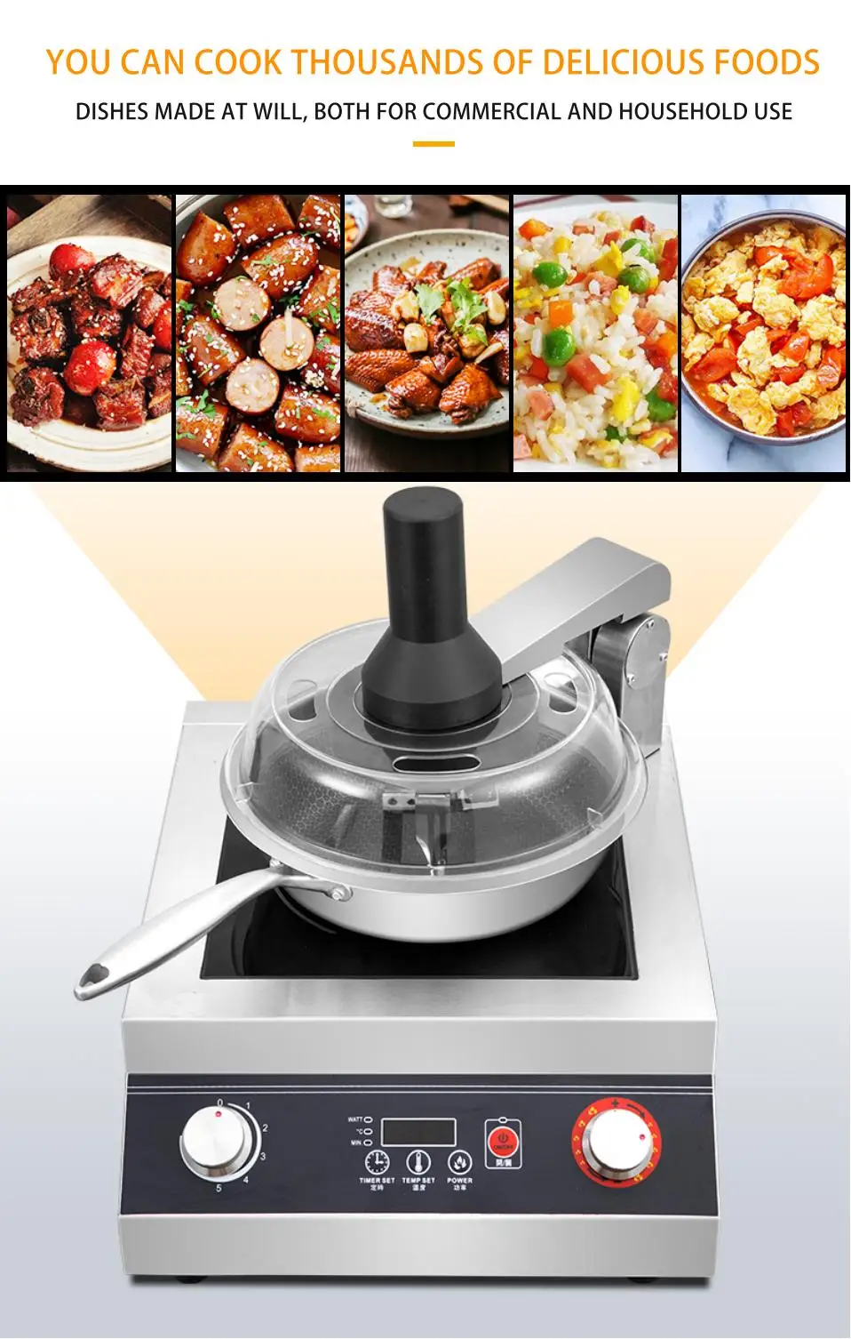Zelfkokende Robot Automatische Wok Mechanische Chef-Kok Voor Voedsel Koken Gebakken Ei Rijst Noedels