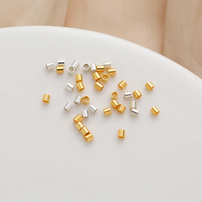 10PCS 925 Sterling Silver Crimp & End Beads 1.5mm,2mm Gold Silver Crimps Silver End Beads For Jewelry Making Jewelry Findings