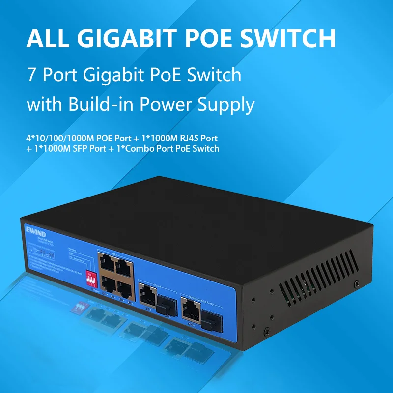 Switch Gigabit POE Smart Ethernet 10/100/1000 Mbps Converter Transceiver Fiber Support SFP Fiber to RJ45 Gigabit Media Converter