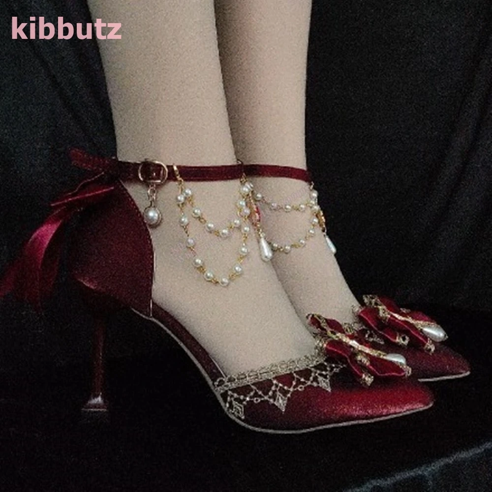 Туфли-лодочки с кристаллами и жемчугом бархатные туфли острым носком тонким