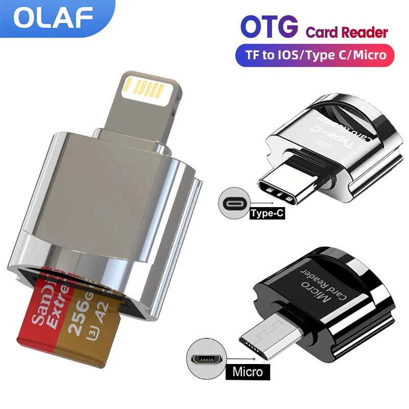 

Mini Micro SD TF Card Reader Adapter for IOS12 Above OTG Memory Card Reader For iPhone 14 13 12 TF to IOS/Type C/Micro Converter