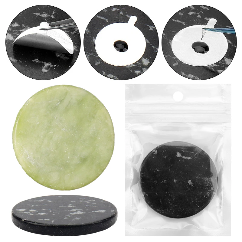 

Eyelash Glue Round Jade Stone Adhesive Pallet Lash Supplies Accessories Eyelash Extension Glue Round Jade Stone