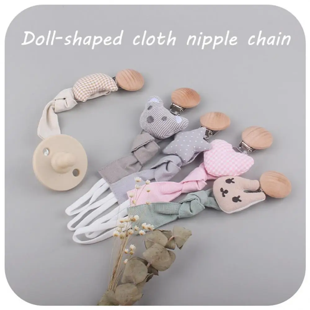 

Beech Teat Clip Pacifier Chain Cute Comfortable Cotton Linen Ribbon Bite Bag Toy Baby Supplies Pacifier Clip Pacifier Rope