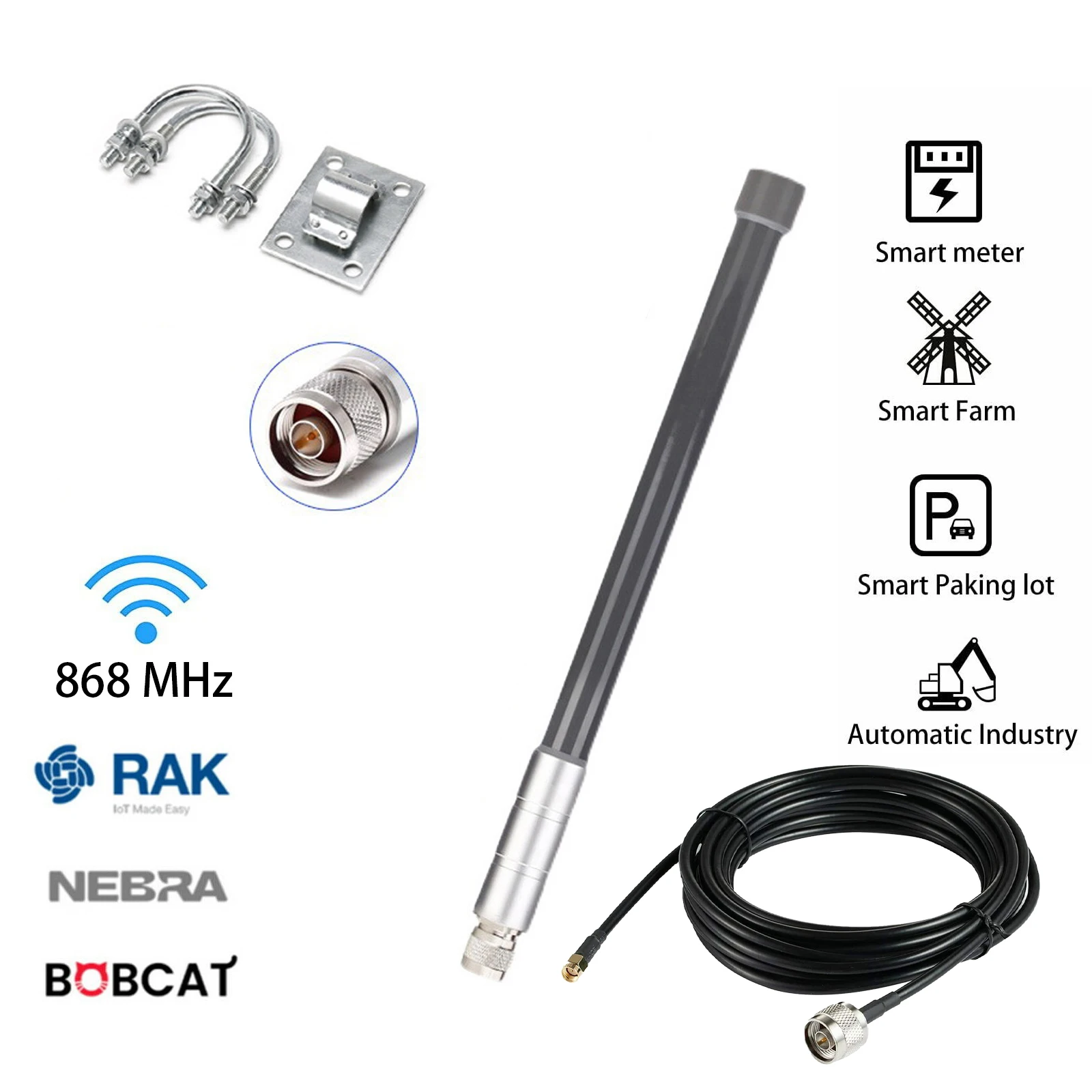 

868Mhz Helium Hotspot Miner 5dBi Антенна & 10FT кабель для RAK Nebra Bobcat