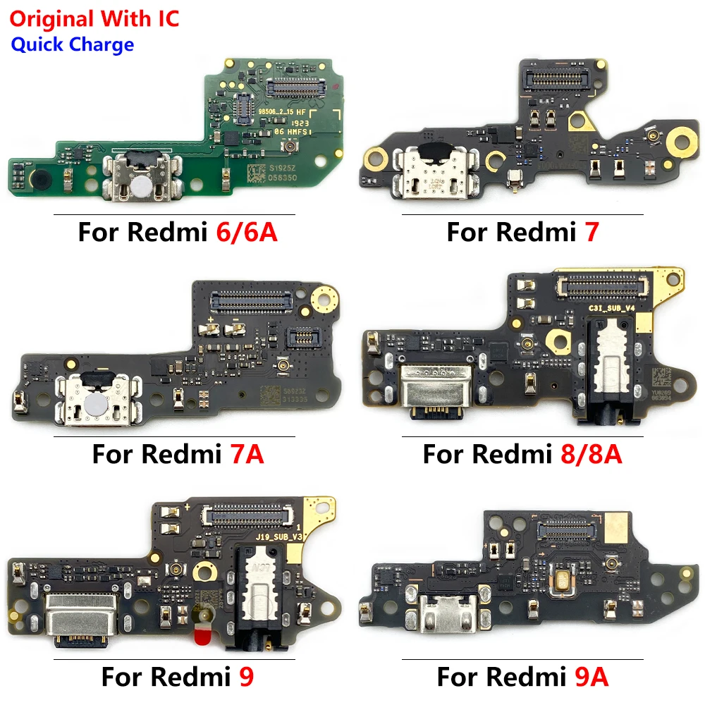 

100% Оригинальный USB-разъем для зарядки, розетка с микрофоном для Redmi 6 6A 7 7A 8 8A 9 9A 9C