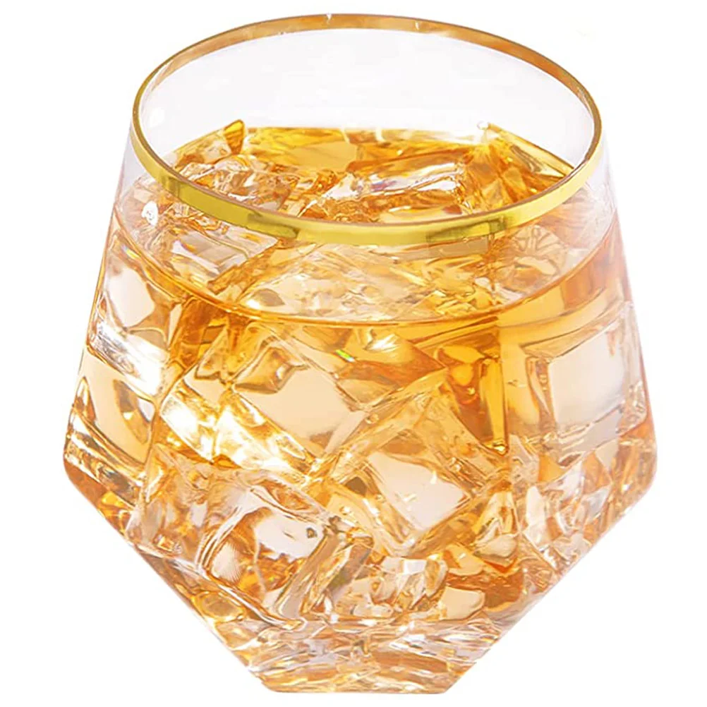 

Clear Tumblers Elegant Whiskey Glasses Cappuccino Cups Drinking Vintage Cocktails Cold Hexagon