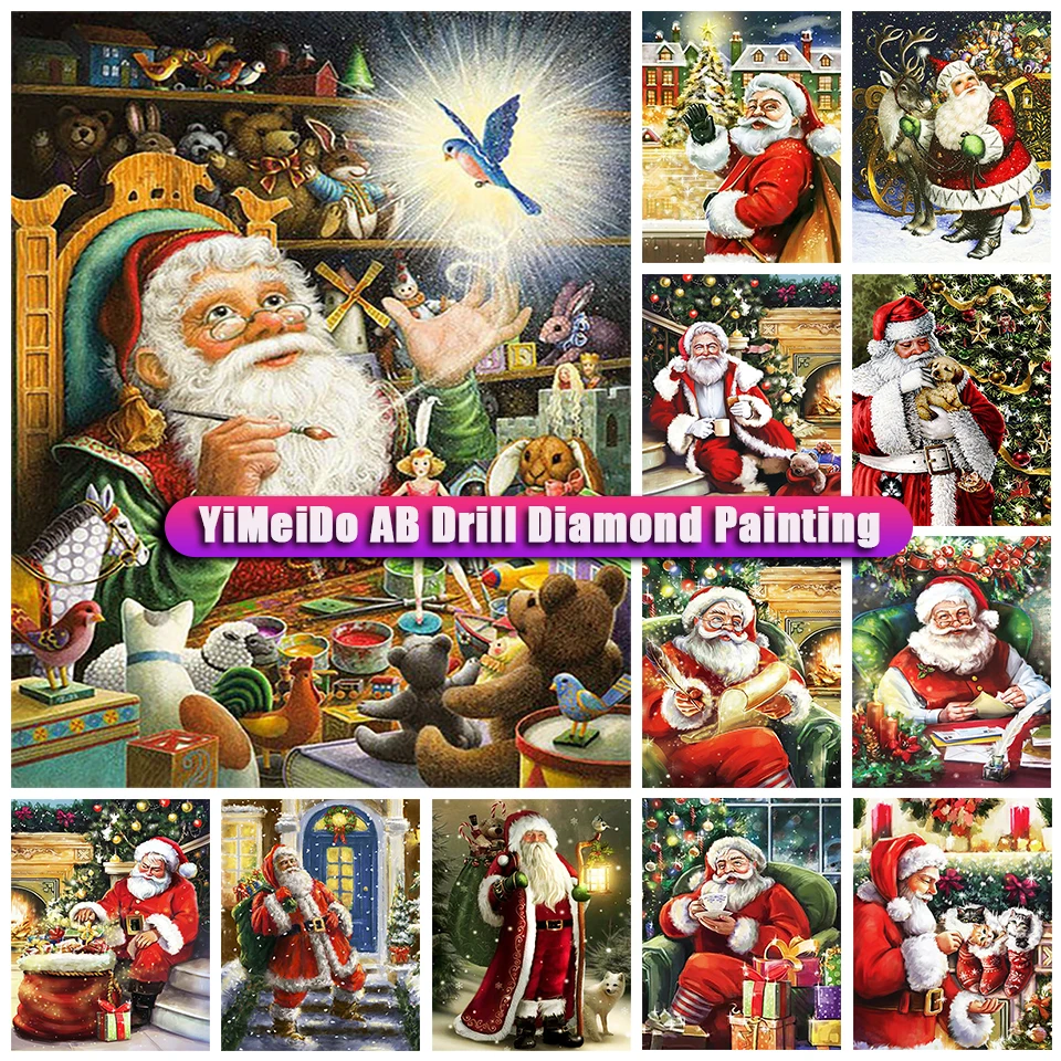 

YiMeiDo Zipper Bag AB Diamond Painting Santa Claus Christmas 5D DIY Cross Stitch Full Diamond Embroidery Mosaic Portrait Picture