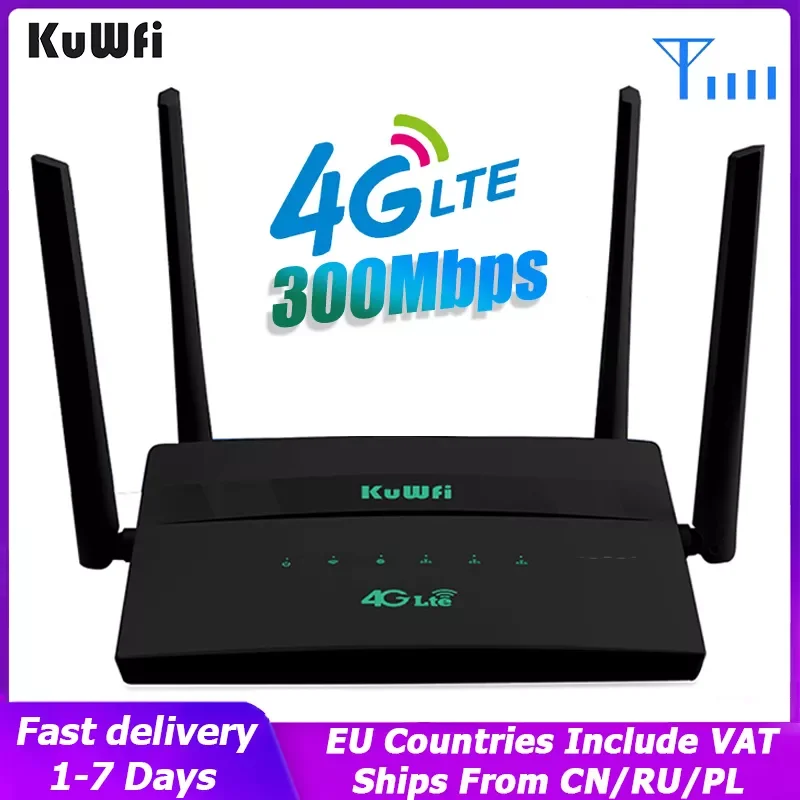 

4G Wifi Router 300Mbps Wireless SIM Router With SIM Card Slot Modem Support 32 User Wifi Repeater 4 Antennas VPN Setting