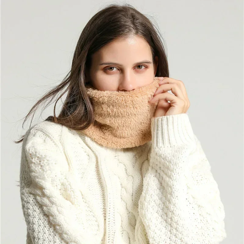 Новый кашемировый теплый шейный платок зимний шарф с кольцом однотонные