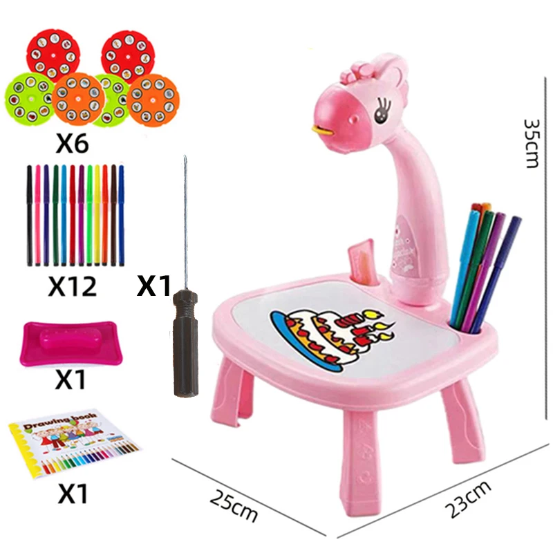 

Projection drawing board Christmas gift, educational toys for girls, children's art drawing table, drawing learning tools