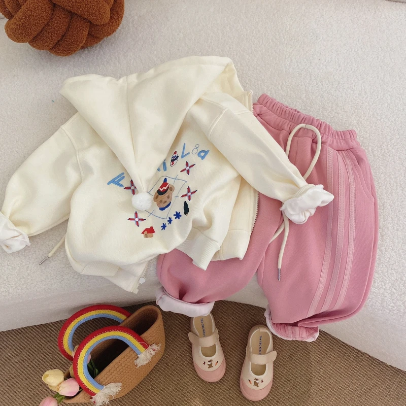 

Girls Clothes Set Girls Korean Fashion Clothing Kids Spring Autumn Long-sleeved Hoodie + Pants 2Pcs Princess Children Suits 3-7Y