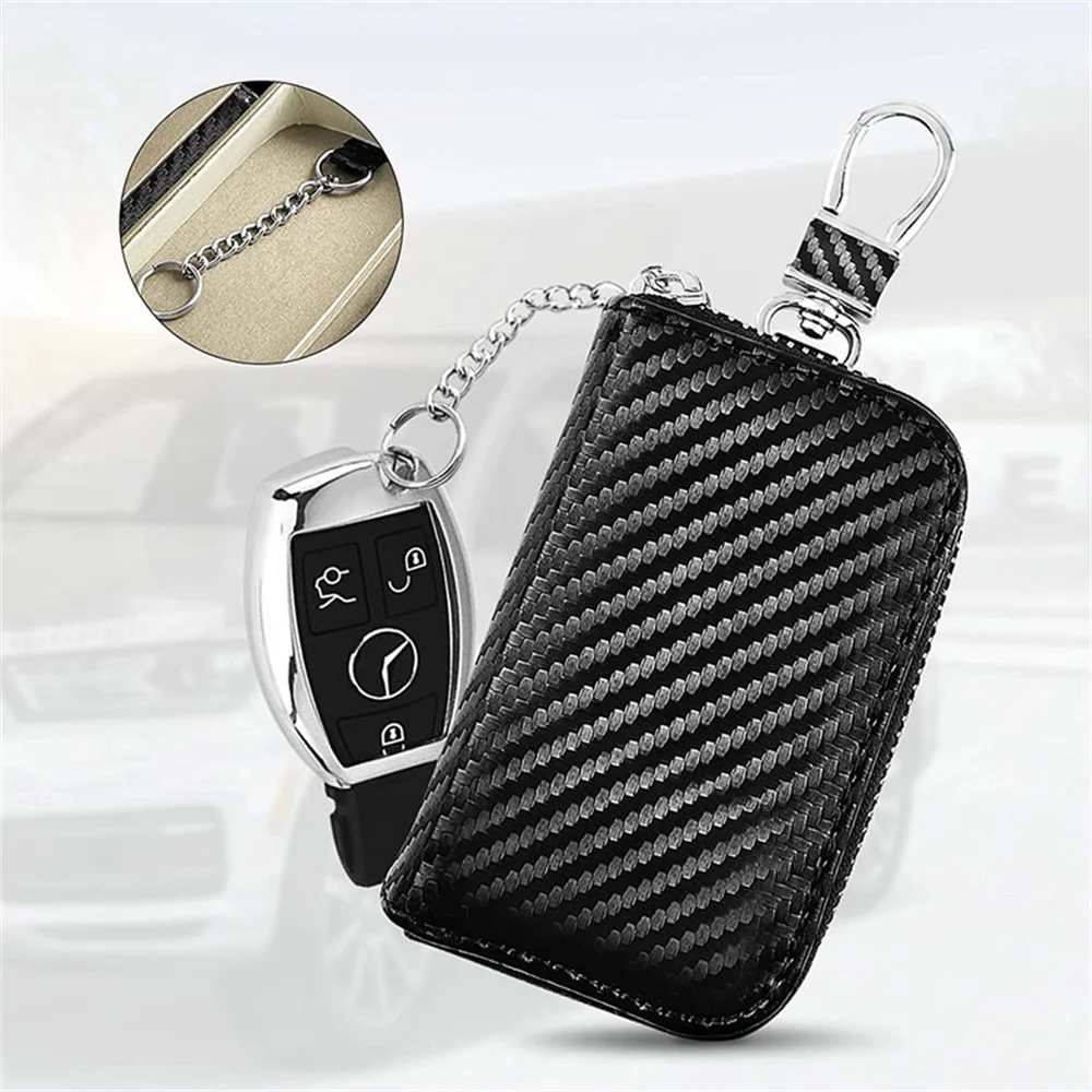 

Car Key Signal Shielding Portable Safe Zipper Bag Fob Pouch RFID Blocking Bag Signal Blocker Case Faraday Cage
