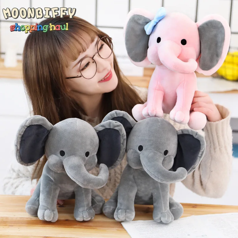 

25cm Cute Elephant Stuffed Animals Plush Toys Cartoon Sleeping Stuffed Pillow Doll Soft Cushion Bolster Birthday Gift for Kids