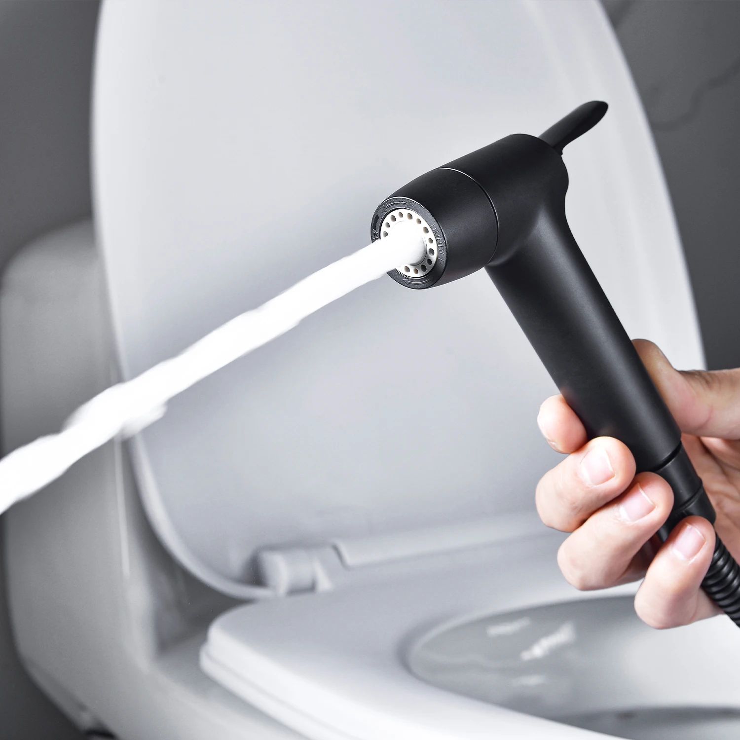 Handheld Bidet Spray Gun Black Double Water Way Shattaf Sprayer BathroomToilet Portable Faucets Travel Attachment |