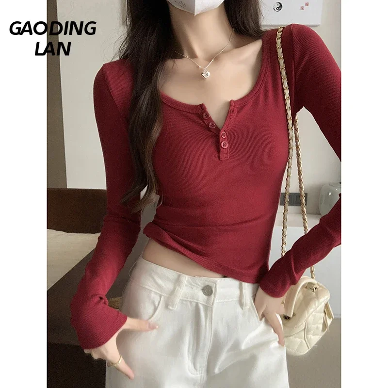 Pure Desire Slim Tight Сексуальные женские топы Осень-зима Футболки с длинным рукавом и