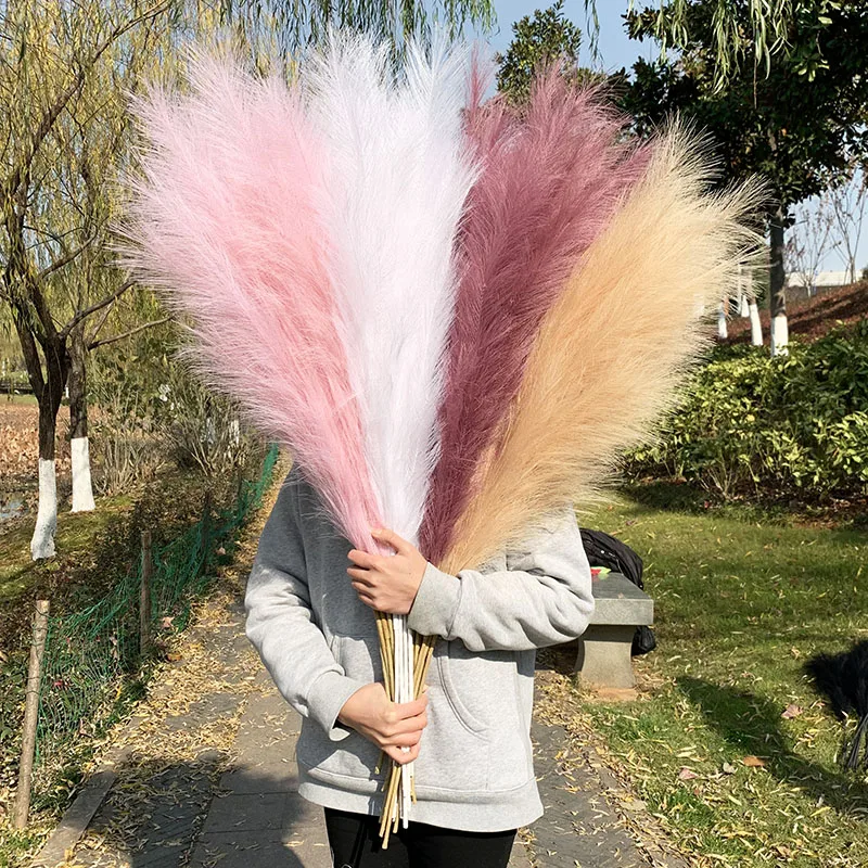 

110cm 1Pcs Artificial Pampas Grass Branch Fake Plant Reed Flower Bouquet for Home Decorations Wedding Party Flower Props Decor