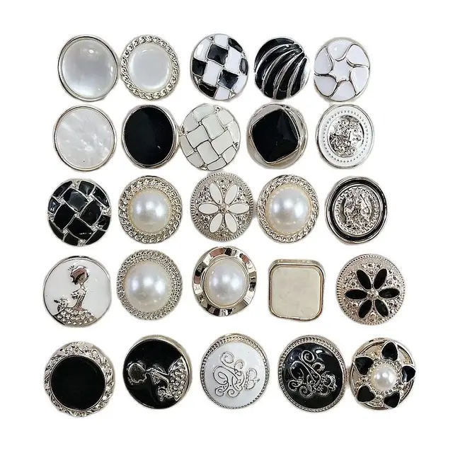 10PCS 18/21/25mm Imitation Pearl Women's Windbreaker Coat  Electroplating Plastic Buttons Shank DIY Apparel Sewing Accessories 1